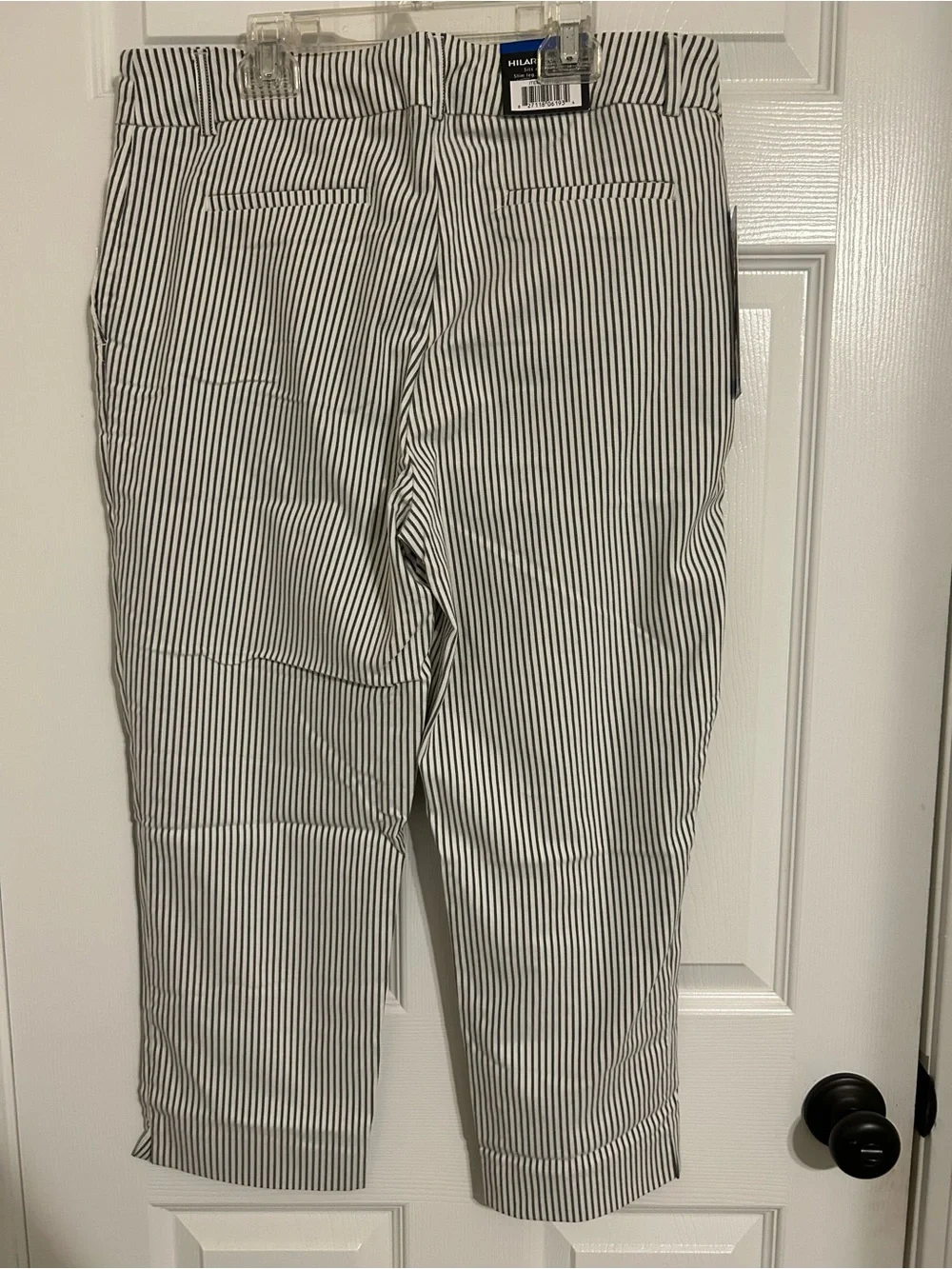 Hilary Radley Gray & White Striped Cropped‎ Chinos